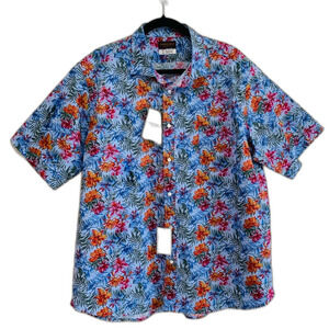 Thomas Dean Floral Blue Men's Shirt size xxl NWT